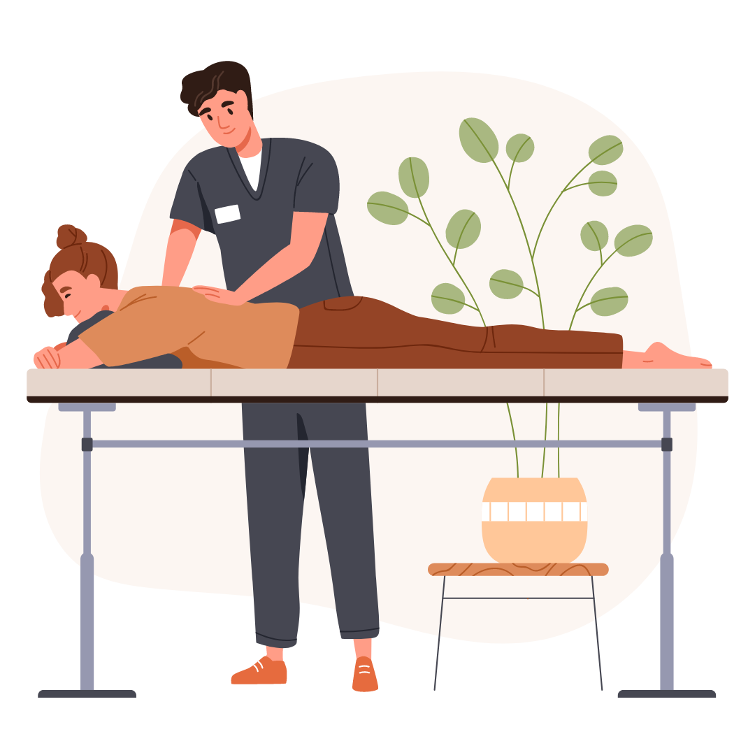 Physiotherapeut führt manuelle Therapie an Patientin aus